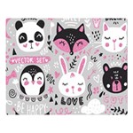 Big Set With Cute Cartoon Animals Bear Panda Bunny Penguin Cat Fox Double Sided Flano Blanket (Large)  80 x60  Blanket Front