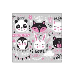 Big Set With Cute Cartoon Animals Bear Panda Bunny Penguin Cat Fox Satin Bandana Scarf