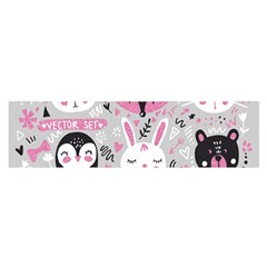 Big Set With Cute Cartoon Animals Bear Panda Bunny Penguin Cat Fox Satin Scarf (oblong)