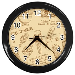 Ice Cream Vintage Pattern Wall Clock (black) by Vaneshart