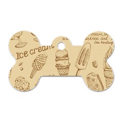 Ice Cream Vintage Pattern Dog Tag Bone (one Side) by Vaneshart