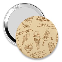 Ice Cream Vintage Pattern 3  Handbag Mirrors by Vaneshart