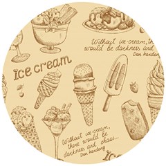 Ice Cream Vintage Pattern Wooden Puzzle Round by Vaneshart