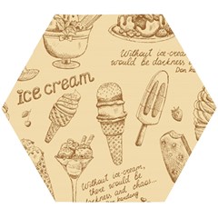 Ice Cream Vintage Pattern Wooden Puzzle Hexagon by Vaneshart