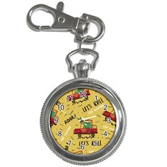 Childish Seamless Pattern With Dino Driver Key Chain Watches by Vaneshart