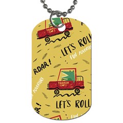 Childish Seamless Pattern With Dino Driver Dog Tag (one Side) by Vaneshart