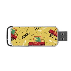 Childish Seamless Pattern With Dino Driver Portable Usb Flash (one Side) by Vaneshart