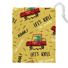 Childish Seamless Pattern With Dino Driver Drawstring Pouch (5xl) by Vaneshart