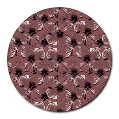 Hibiscus Flowers Collage Pattern Design Round Mousepads