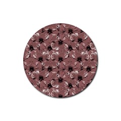 Hibiscus Flowers Collage Pattern Design Rubber Coaster (round)  by dflcprintsclothing