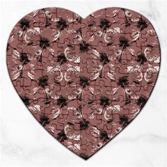 Hibiscus Flowers Collage Pattern Design Jigsaw Puzzle (heart) by dflcprintsclothing