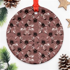 Hibiscus Flowers Collage Pattern Design Round Ornament (two Sides) by dflcprintsclothing