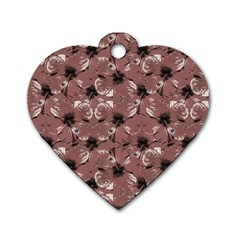 Hibiscus Flowers Collage Pattern Design Dog Tag Heart (one Side) by dflcprintsclothing