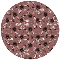 Hibiscus Flowers Collage Pattern Design Wooden Puzzle Round by dflcprintsclothing