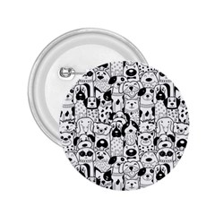 Seamless Pattern With Black White Doodle Dogs 2 25  Buttons by Vaneshart