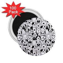 Seamless Pattern With Black White Doodle Dogs 2 25  Magnets (100 Pack)  by Vaneshart