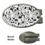 Seamless Pattern With Black White Doodle Dogs Money Clips (Oval)  Front