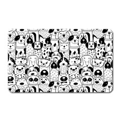 Seamless Pattern With Black White Doodle Dogs Magnet (rectangular) by Vaneshart