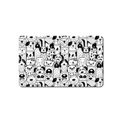 Seamless Pattern With Black White Doodle Dogs Magnet (name Card) by Vaneshart