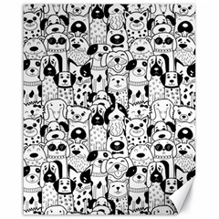 Seamless Pattern With Black White Doodle Dogs Canvas 16  X 20  by Vaneshart