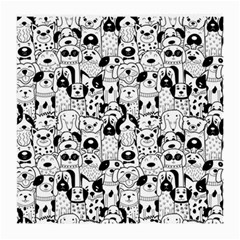 Seamless Pattern With Black White Doodle Dogs Medium Glasses Cloth (2 Sides) by Vaneshart