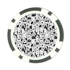 Seamless Pattern With Black White Doodle Dogs Poker Chip Card Guard by Vaneshart