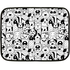 Seamless Pattern With Black White Doodle Dogs Fleece Blanket (mini) by Vaneshart