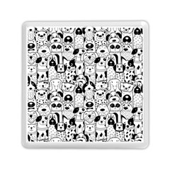 Seamless Pattern With Black White Doodle Dogs Memory Card Reader (square)