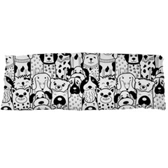 Seamless Pattern With Black White Doodle Dogs Body Pillow Case Dakimakura (two Sides) by Vaneshart