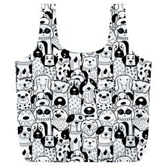 Seamless Pattern With Black White Doodle Dogs Full Print Recycle Bag (xl) by Vaneshart