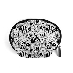 Seamless Pattern With Black White Doodle Dogs Accessory Pouch (small) by Vaneshart