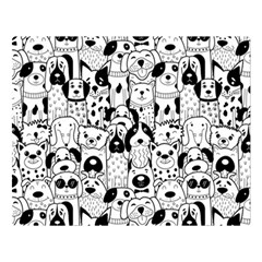 Seamless Pattern With Black White Doodle Dogs Double Sided Flano Blanket (large)  by Vaneshart