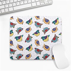 Seamless Pattern With Hand Drawn Bird Black Large Mousepads by Vaneshart