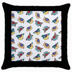 Seamless Pattern With Hand Drawn Bird Black Throw Pillow Case (black) by Vaneshart