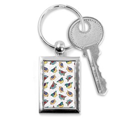 Seamless Pattern With Hand Drawn Bird Black Key Chain (rectangle) by Vaneshart