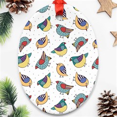 Seamless Pattern With Hand Drawn Bird Black Oval Ornament (two Sides) by Vaneshart