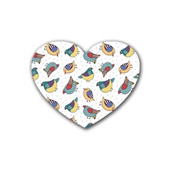 Seamless Pattern With Hand Drawn Bird Black Heart Coaster (4 Pack)  by Vaneshart