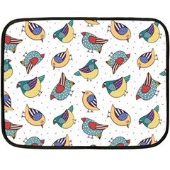 Seamless Pattern With Hand Drawn Bird Black Fleece Blanket (mini) by Vaneshart