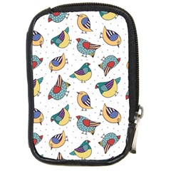 Seamless Pattern With Hand Drawn Bird Black Compact Camera Leather Case by Vaneshart