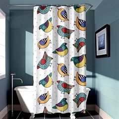 Seamless Pattern With Hand Drawn Bird Black Shower Curtain 36  X 72  (stall)  by Vaneshart