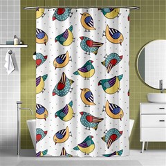 Seamless Pattern With Hand Drawn Bird Black Shower Curtain 48  X 72  (small)  by Vaneshart