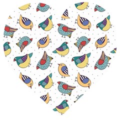 Seamless Pattern With Hand Drawn Bird Black Wooden Puzzle Heart by Vaneshart