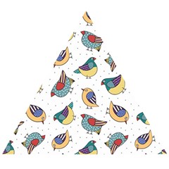 Seamless Pattern With Hand Drawn Bird Black Wooden Puzzle Triangle by Vaneshart