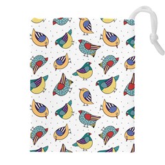 Seamless Pattern With Hand Drawn Bird Black Drawstring Pouch (5xl) by Vaneshart