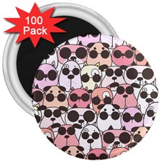 Cute Dog Seamless Pattern Background 3  Magnets (100 Pack) by Vaneshart