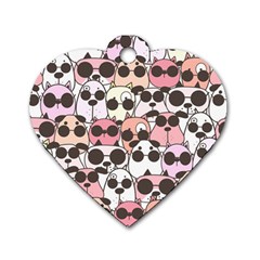 Cute Dog Seamless Pattern Background Dog Tag Heart (two Sides) by Vaneshart