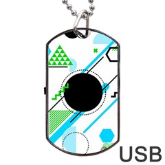 Geometric Shapes Background Dog Tag Usb Flash (two Sides) by Vaneshart