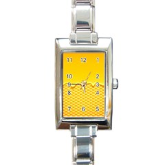 Sweet Honey Drips With Honeycomb Rectangle Italian Charm Watch