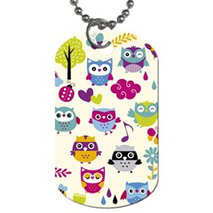 Funny Colorful Owls Dog Tag (one Side) by Vaneshart