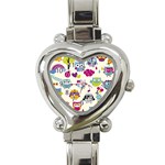 Funny Colorful Owls Heart Italian Charm Watch Front